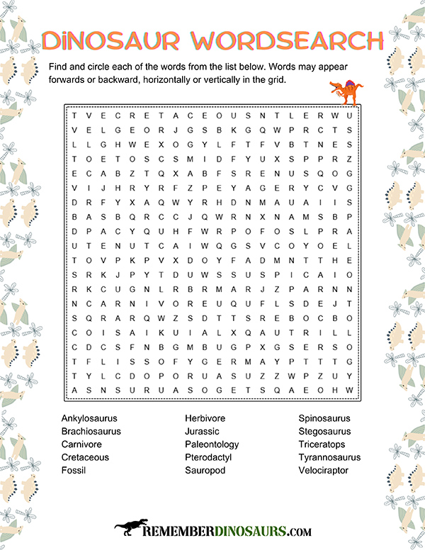 dinosaur wordsearches